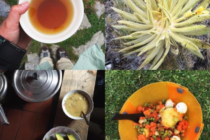 Deliciosos platos en la montaña.